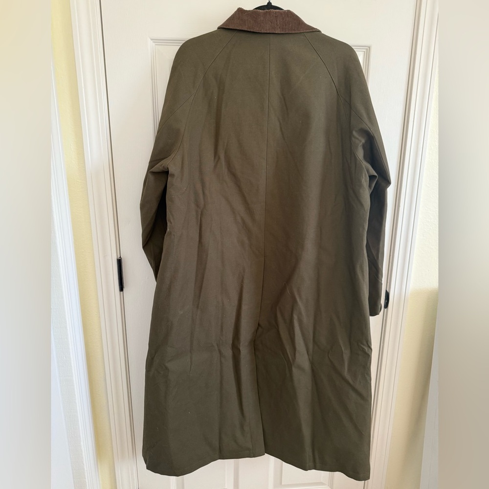 Toteme Faux Olive Green Long Country Coat with Brown Collar - Picture 2 of 6